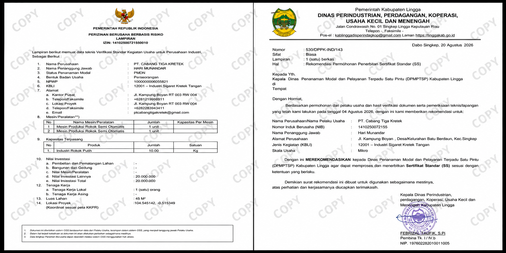 Legalitas Industri Telah Terbit, PT. Cabang Tiga Kretek Bersiap Menuju Tahap Bea dan Cukai